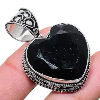 Подвеска из стерлингового серебра 925 пробы с черным драгоценным камнем шпинелью 2,17 дюйма AH-788 2.2 чёрный