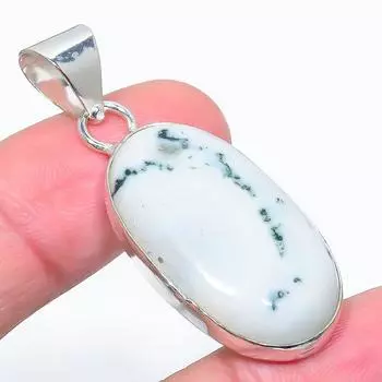 Подвеска из стерлингового серебра 925 пробы с натуральным древовидным агатом ручной работы 1,93 дюйма b8w66