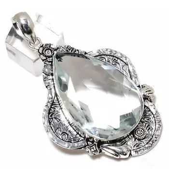 Подвеска из стерлингового серебра 925 пробы с натуральным белым топазом ручной работы 2,88 дюйма m4L52