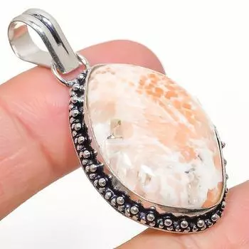 Подвеска из стерлингового серебра 925 пробы с натуральным сколецитом ручной работы, размер 1,89 дюйма, H2r49