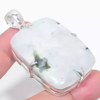 Подвеска из стерлингового серебра 925 пробы с натуральным радужным лунным камнем 2,29 дюйма i2O38