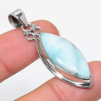Подвеска из стерлингового серебра 925 пробы с драгоценным камнем Natural Republic Larimar 1,75 дюйма d6j33