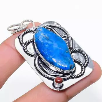 Подвеска из стерлингового серебра 925 пробы с натуральным лазуритом ручной работы 2,40 дюйма d0a32