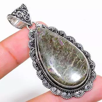 Подвеска из стерлингового серебра 925 пробы с натуральным пурпуритом ручной работы 2,44 дюйма u6E59