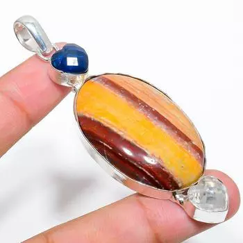 Подвеска из стерлингового серебра 925 пробы с натуральной красной змеиной кожей и топазом, 3,27 дюйма y4R48