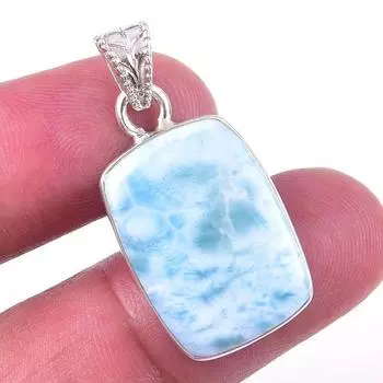 Подвеска из стерлингового серебра 925 пробы с драгоценным камнем Natural Republic Larimar 1,25 дюйма W8w02