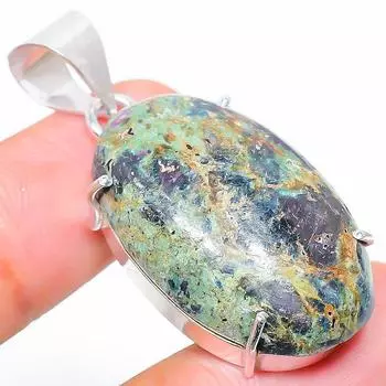 Подвеска из стерлингового серебра 925 пробы с драгоценным камнем RubyFuchsite, 1,65 дюйма, z2l11