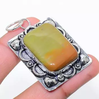 Подвеска из стерлингового серебра 925 пробы с натуральным полихромным яшмом 2,13 дюйма F8o63