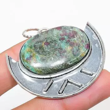 Подвеска из стерлингового серебра 925 пробы с драгоценным камнем RubyFuchsite 1,81 дюйма E1p68