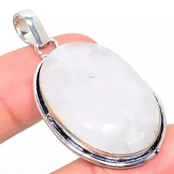 Подвеска из стерлингового серебра 925 пробы с натуральным радужным лунным камнем 1,85 дюйма p3A24