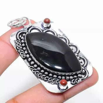 Подвеска из стерлингового серебра 925 пробы с натуральным обсидиановым глазом ручной работы 2,60 дюйма J4g30