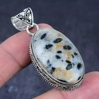 Подвеска из стерлингового серебра 925 пробы с натуральным хромдиопсидом ручной работы 2,17 дюйма k6T38