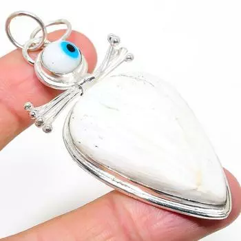 Подвеска из стерлингового серебра 925 пробы с натуральным сколецитом и драгоценным камнем сглаза 3,03 дюйма y4Q32