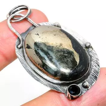 Подвеска из стерлингового серебра 925 пробы с натуральным пиритовым агатом и шпинелью 2,36 дюйма T3Q32