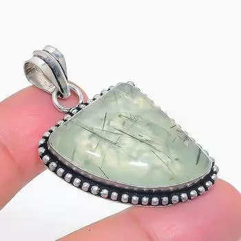 Подвеска из стерлингового серебра 925 пробы с натуральным драгоценным камнем пренитом 1,77 дюйма t2N75