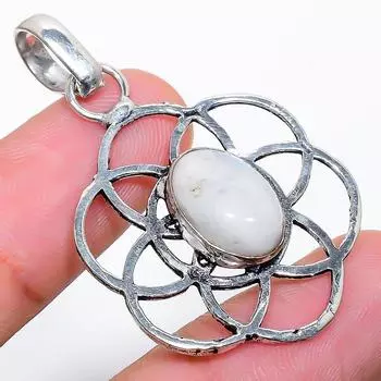 Подвеска из стерлингового серебра 925 пробы с натуральным радужным лунным камнем 1,81 дюйма p5c76