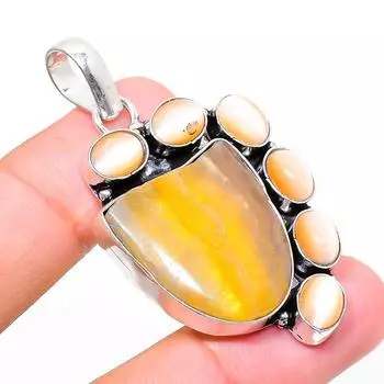 Подвеска из стерлингового серебра 925 пробы с натуральным флюоритом и драгоценным камнем Monalisa 1,97 дюйма E8M41