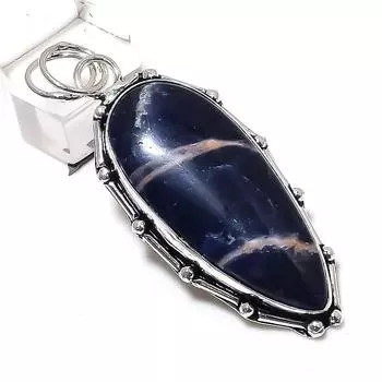 Подвеска из стерлингового серебра 925 пробы с драгоценным камнем содалитом 2,44 дюйма R2D62