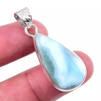 Подвеска из стерлингового серебра 925 пробы с драгоценным камнем Natural Republic Larimar, 1,50 дюйма, w6T81