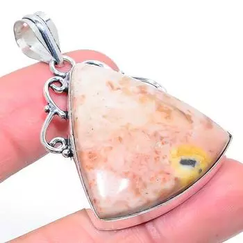 Подвеска из стерлингового серебра 925 пробы с натуральным розовым опалом ручной работы 2,01 дюйма U1d08