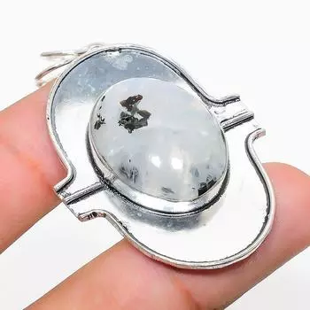 Подвеска из стерлингового серебра 925 пробы с натуральным радужным лунным камнем 2,13 дюйма F8V36