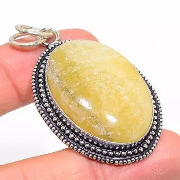 Подвеска из стерлингового серебра 925 пробы с натуральным флюоритом ручной работы 2,21 дюйма o0N11