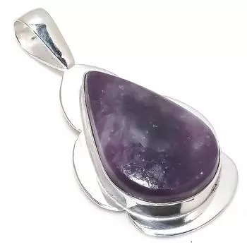 Подвеска из стерлингового серебра 925 пробы с натуральным лепидолитом ручной работы 2,29 дюйма c7T78