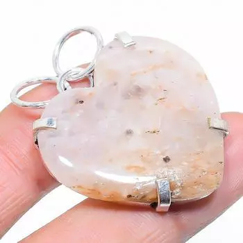 Подвеска из стерлингового серебра 925 пробы с натуральным русским дендритным камнем 1,65 дюйма S2t92