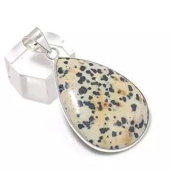Подвеска из стерлингового серебра 925 пробы с натуральным далматинским яшмовым драгоценным камнем 1,89 дюйма B4m83