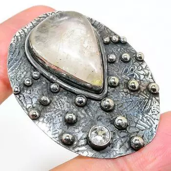 Подвеска из стерлингового серебра 925 пробы с натуральным золотым рутилом и топазом 1,89 дюйма w2b40