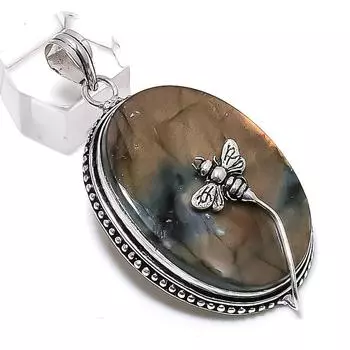 Подвеска из стерлингового серебра 925 пробы с драгоценным камнем лабрадоритом 2,36 дюйма a2U86