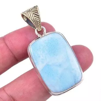 Подвеска из стерлингового серебра 925 пробы с драгоценным камнем Natural Republic Larimar 2 дюйма z8U39