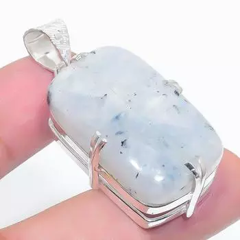 Подвеска из стерлингового серебра 925 пробы с натуральным радужным лунным камнем 1,77 дюйма B4j11