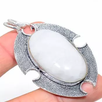 Подвеска из стерлингового серебра 925 пробы с натуральным радужным лунным камнем 2,56 дюйма z4r48