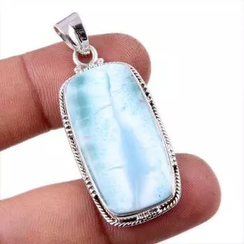 Подвеска из стерлингового серебра 925 пробы с драгоценным камнем Natural Republic Larimar 2 дюйма h2T00