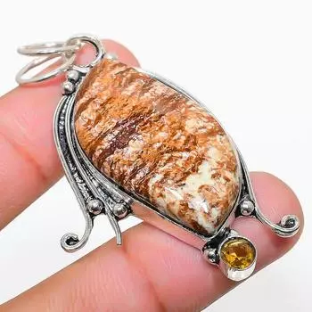 Подвеска из стерлингового серебра 925 пробы с натуральным лимонным хризопразом и цитрином 2,36 дюйма f6N23