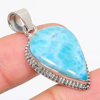 Подвеска из стерлингового серебра 925 пробы с драгоценным камнем Natural Republic Larimar, размер 1,75 дюйма, w7f56