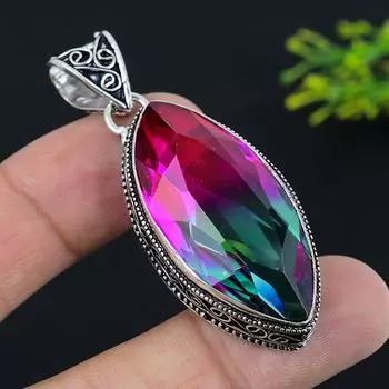 Подвеска из стерлингового серебра 925 пробы с двухцветным турмалином 2,29 дюйма M0I00