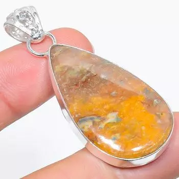 Подвеска из стерлингового серебра 925 пробы с натуральным шовным агатом ручной работы 2,21 дюйма y8g90