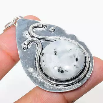 Подвеска из стерлингового серебра 925 пробы с натуральным радужным лунным камнем 2,36 дюйма I0u20