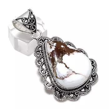 Подвеска из стерлингового серебра 925 пробы с натуральным диким конем 2,29 дюйма E5h03