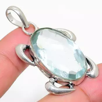 Подвеска из стерлингового серебра 925 пробы с натуральным белым топазом ручной работы, размер 1,97 дюйма, H5j52