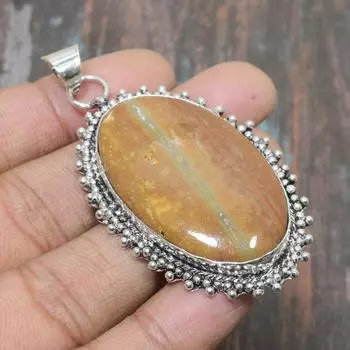 Подвеска из стерлингового серебра 925 пробы с драгоценным камнем призрачного глаза ручной работы для нее 2.56 Inches жёлтый