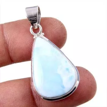 Подвеска из стерлингового серебра 925 пробы с натуральным ларимаром Natural Republic 1,5 дюйма d4V56