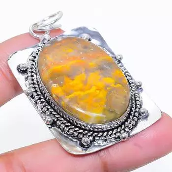 Подвеска из стерлингового серебра 925 пробы с натуральным драгоценным камнем шмельная яшма 2,29 дюйма U1F91