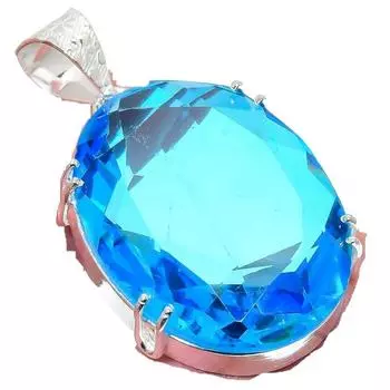 Подвеска из стерлингового серебра 925 пробы с драгоценным камнем Swiss Blue Topaz 2,17 дюйма AH-782 2.2 синий