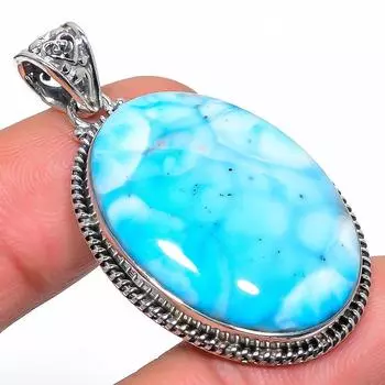 Подвеска из стерлингового серебра 925 пробы с драгоценным камнем Natural Republic Larimar 1,89 дюйма I6A23