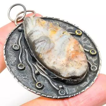 Подвеска из стерлингового серебра 925 пробы с натуральным драгоценным камнем «Роза пустыни Друзы» 2,48 дюйма s2N99