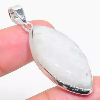 Подвеска из стерлингового серебра 925 пробы с натуральным радужным лунным камнем 2,09 дюйма r4P42