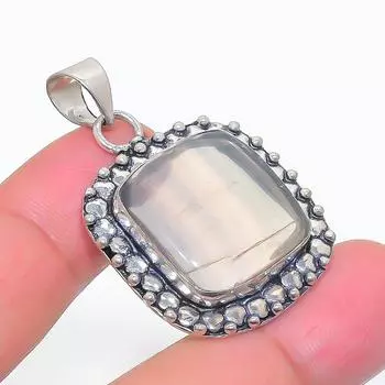 Подвеска из стерлингового серебра 925 пробы с натуральным флюоритом 1,65 дюйма R2q36